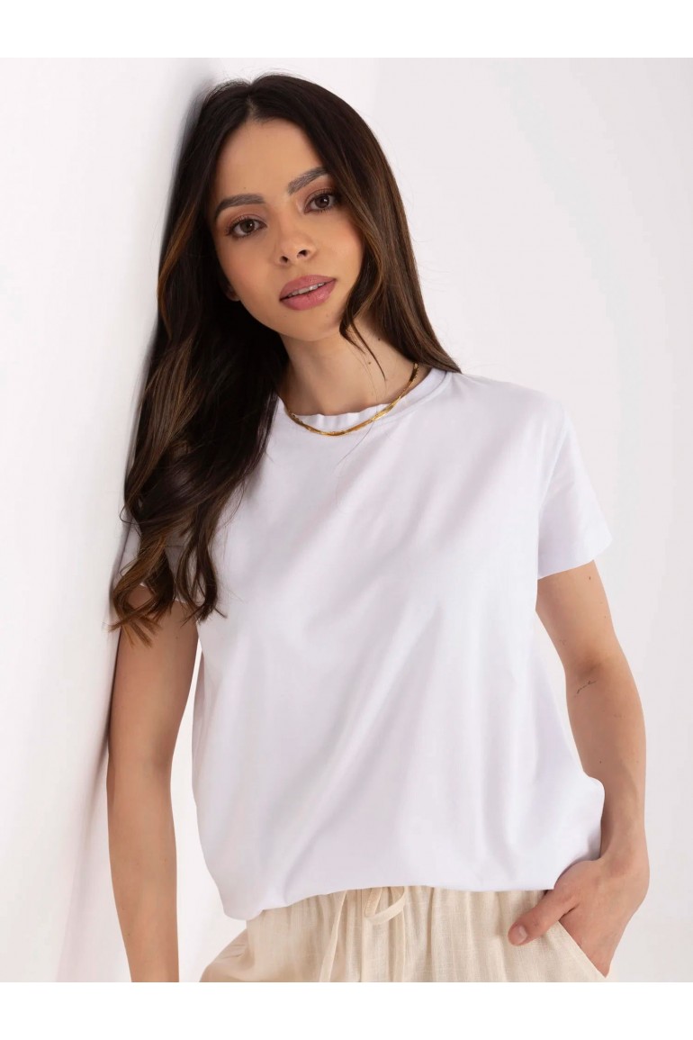 DM1268 Gładki t-shirt z bawełny - biały