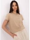 Gładki t-shirt z bawełny - beżowy