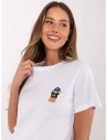 Bawełniany t-shirt z haftem - biały