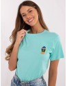 Bawełniany t-shirt z haftem - miętowy