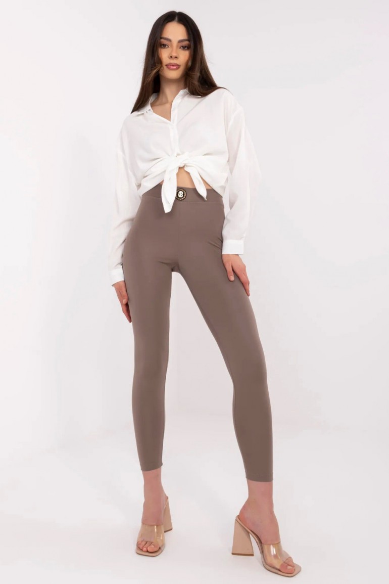 DM1267 Legginsy z wysokim stanem - brązowe