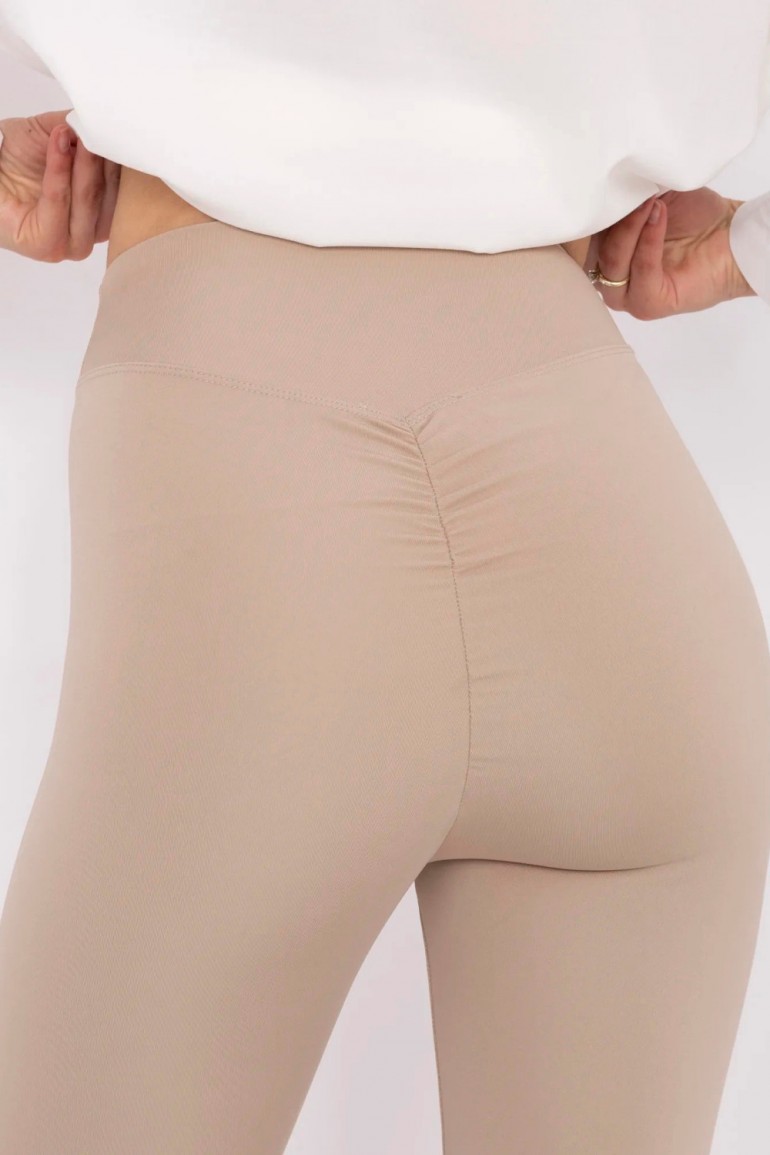 DM1267 Legginsy z wysokim stanem - beżowe