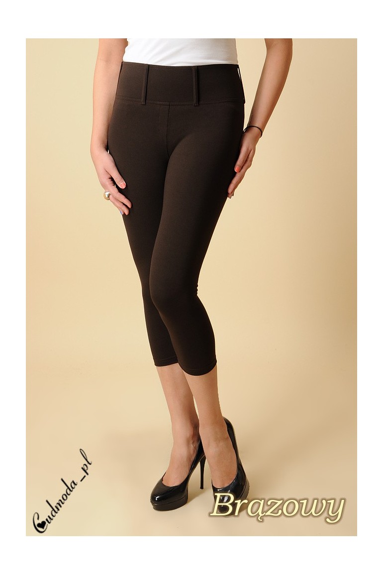CM0069 Włoskie legginsy rybaczki 3/4 - brązowe