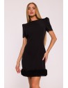 Elegancka sukienka mini z marszczonym tiulem - czarna