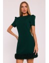 Elegancka sukienka mini z marszczonym tiulem - butelkowa zieleń