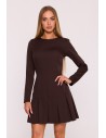 Elegancka sukienka mini z kontrafałdami - brązowa