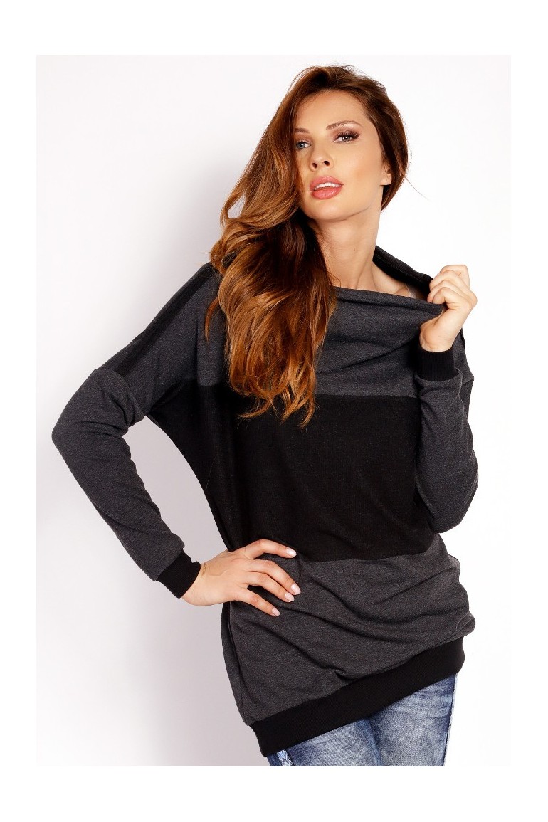 CM3320 Bawełniana bluza oversize - grafitowa