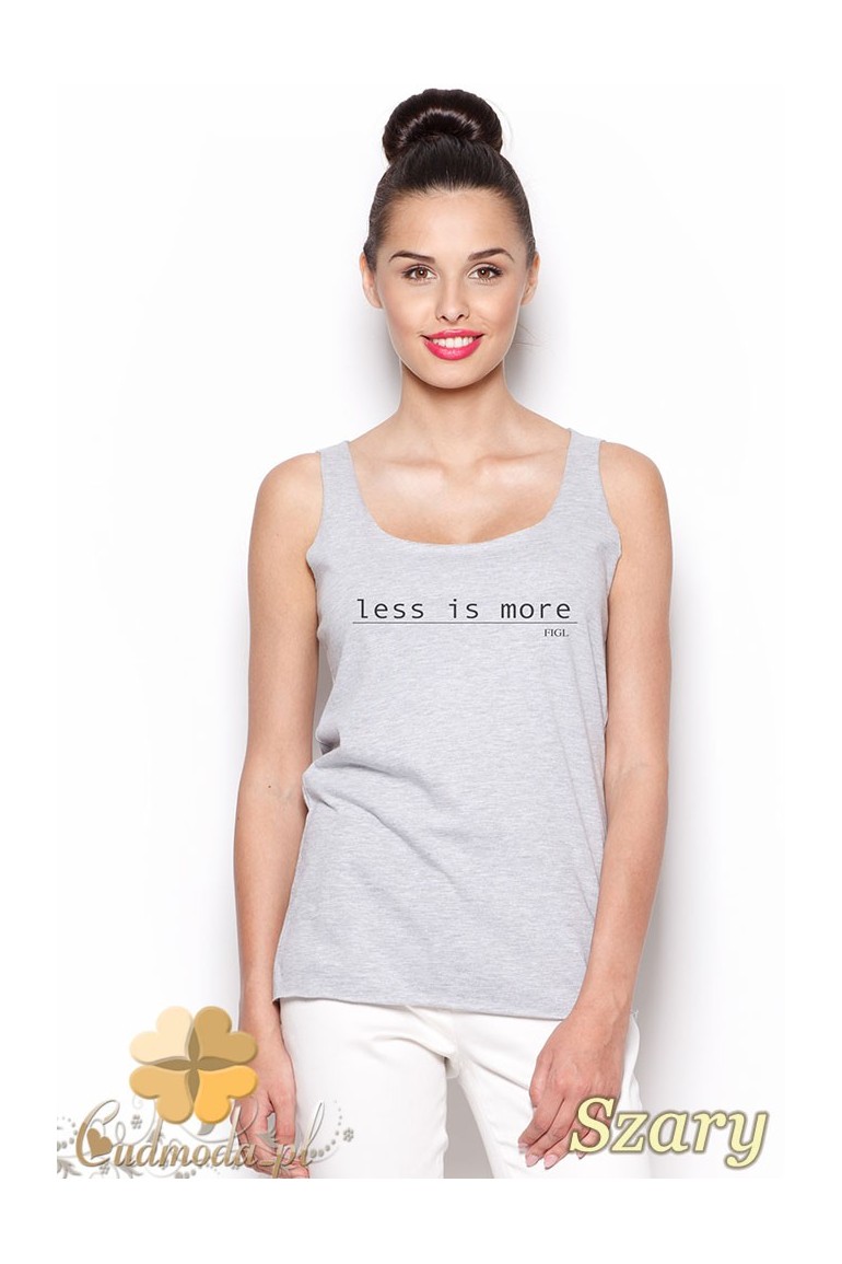 CM0912 FIGL M292 Prosty sportowy t-shirt damski bez rękawów - szara