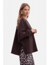 Bluza oversize z rozcięciami po bokach - gorzka czekolada