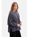 Bluza oversize z rozcięciami po bokach - stalowa