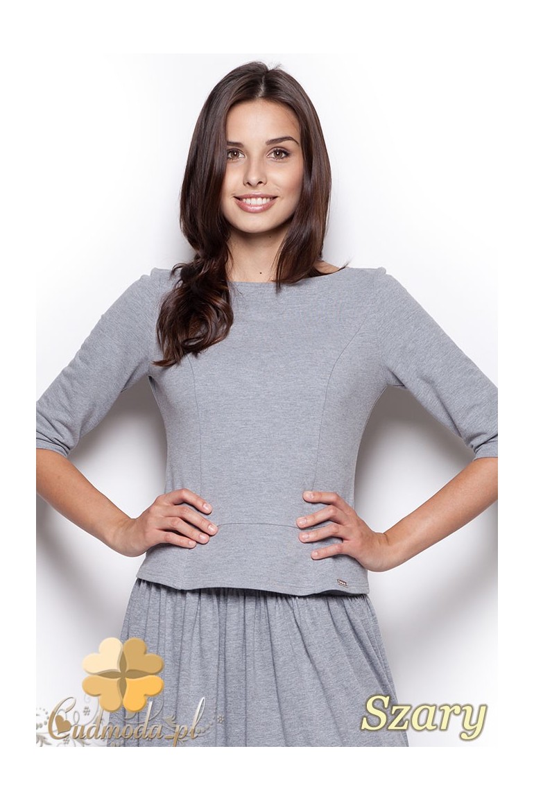 CM0972 FIGL M309 Taliowana bluzka z baskinką - szara