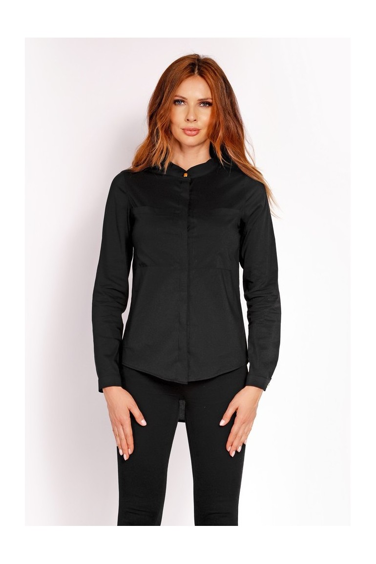 CM3325 Elegancka koszula ze stójką - czarna