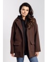 Luźna kurtka oversize z kieszeniami - czekoladowa