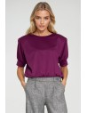 Bluza z krótkim rękawem i okrągłym dekoltem - purpurowa
