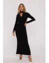 Elegancka sukienka maxi z szarfą - czarna