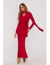 Elegancka sukienka maxi z szarfą - czerwona