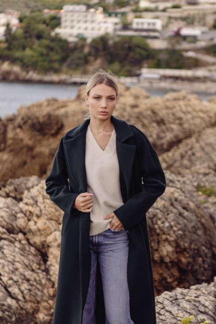 DM1445 Długi płaszcz o...