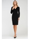 Sukienka midi z kopertowym dekoltem - czarna