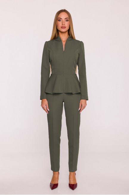 Kombinezon z baskinką i długimi rękawami - khaki DM1459 Kombinezon z...