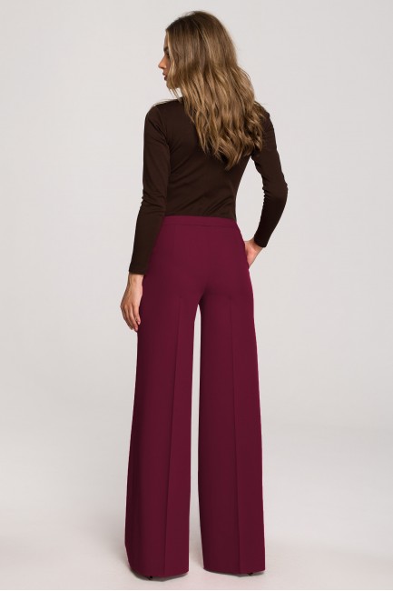 Spodnie z szerokimi nogawkami - bordowe