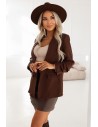Marynarka damska z drapowanymi rękawami - czekoladowa