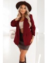 Marynarka damska z drapowanymi rękawami - bordowa