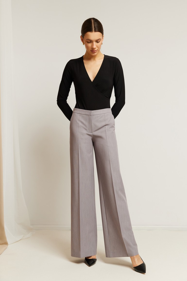 CM6909 Spodnie z szerokimi nogawkami - jasnoszare