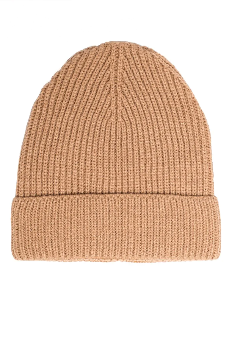 DM1552 Czapka - splot łańcuszek z wywinięciem - kamelowa