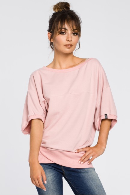 Bluza oversize z rękawami kimono - pudrowa CM3186 Bluza oversize z...