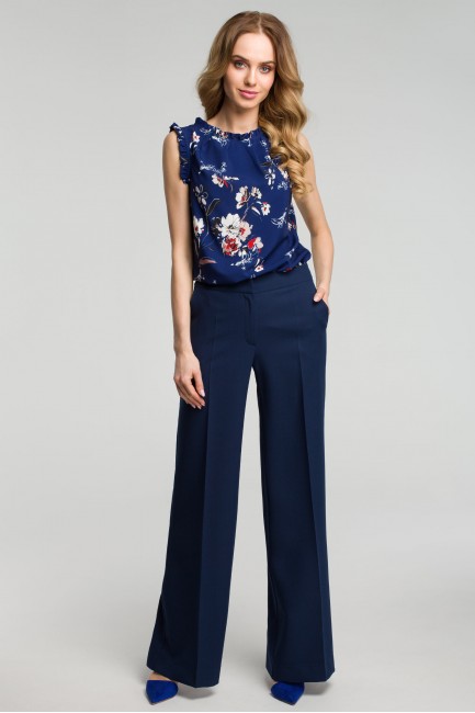 Spodnie z szerokimi nogawkami - granatowe CM3638 Spodnie z szerokimi...