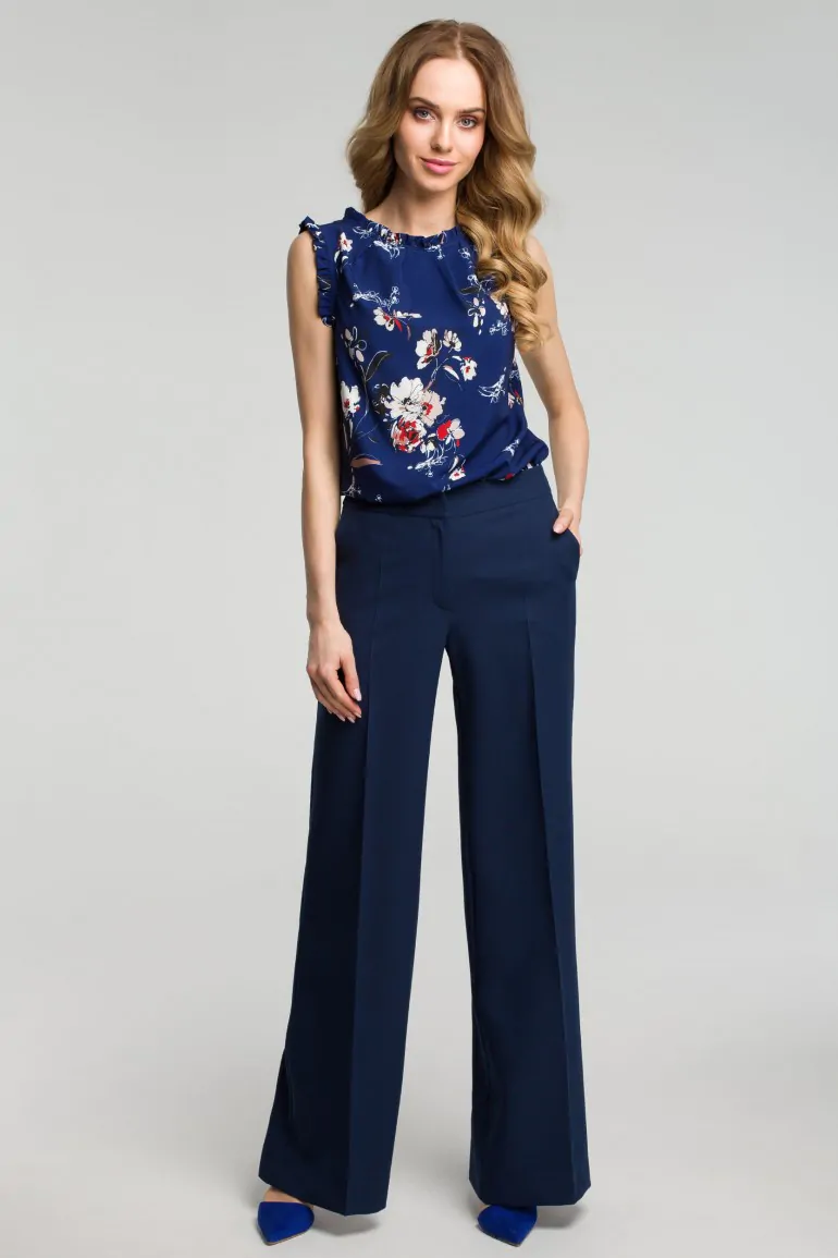 CM3638 Spodnie z szerokimi nogawkami - granatowe