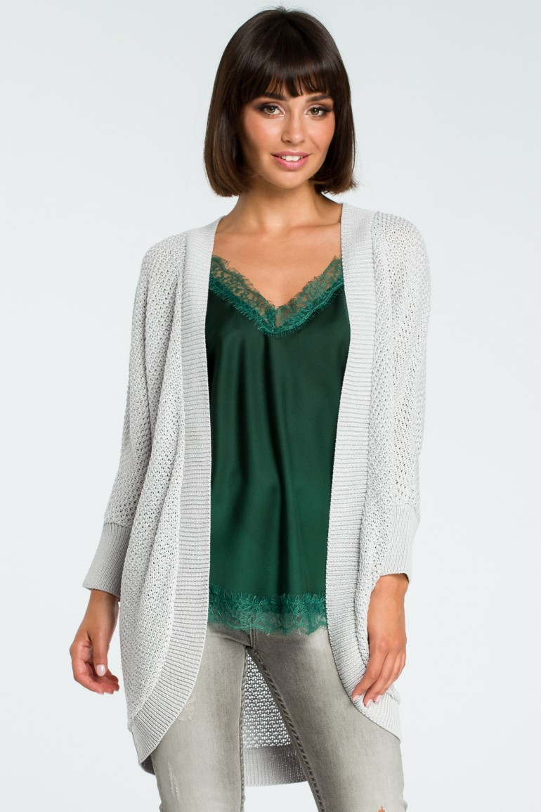 CM3829 Lekki kardigan z długim rękawem - szary