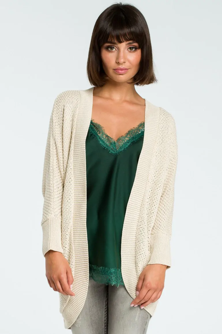 CM3829 Lekki kardigan z długim rękawem - beżowy