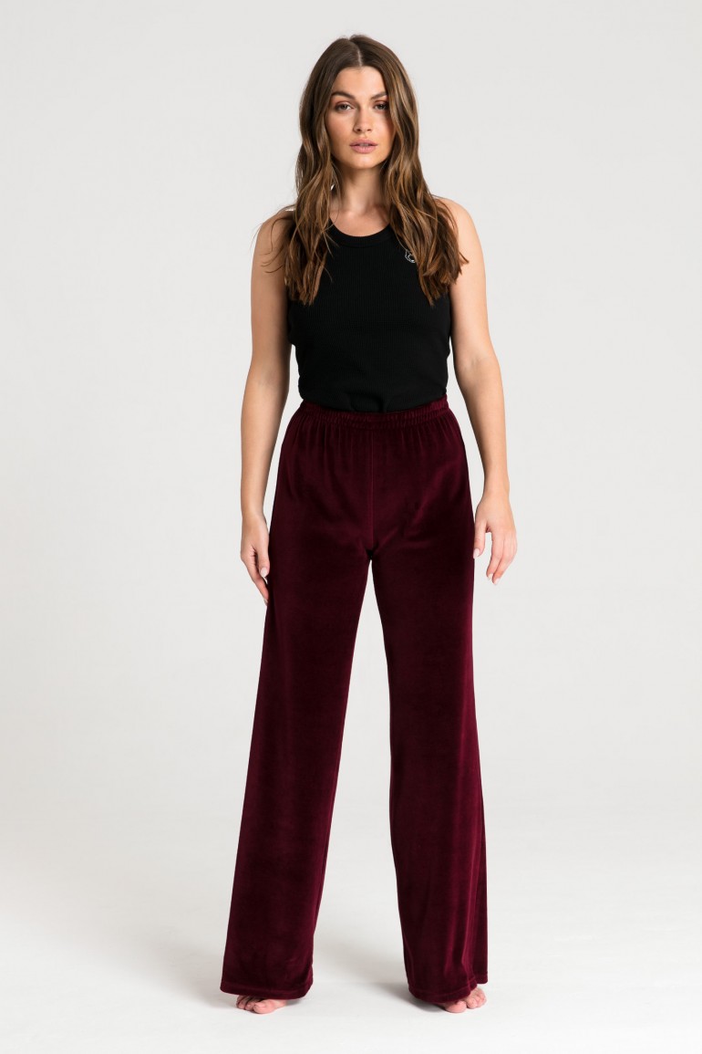 CM6386 Spodnie z szerokimi nogawkami - bordowe