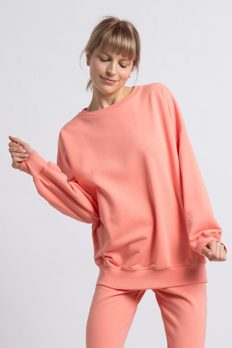 DM1263 Bluza damska oversize - koralowa