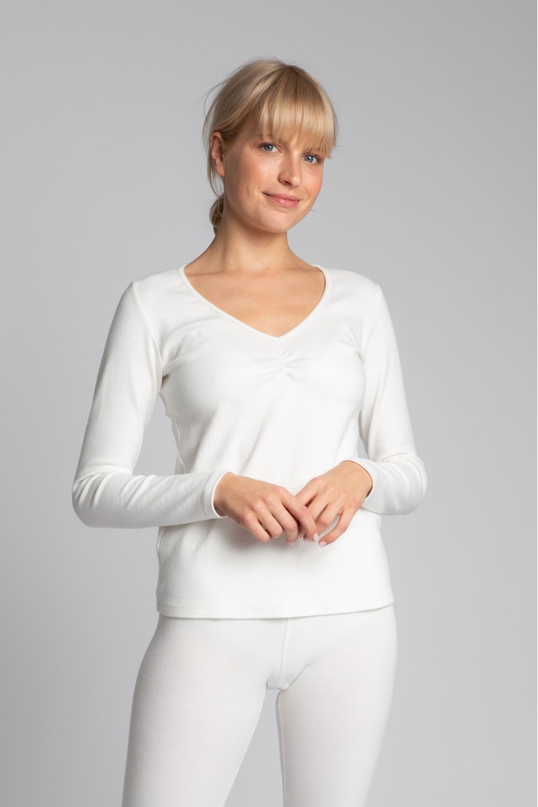 CM5728 Bawełniana bluzka z długimi rękawami - ecru