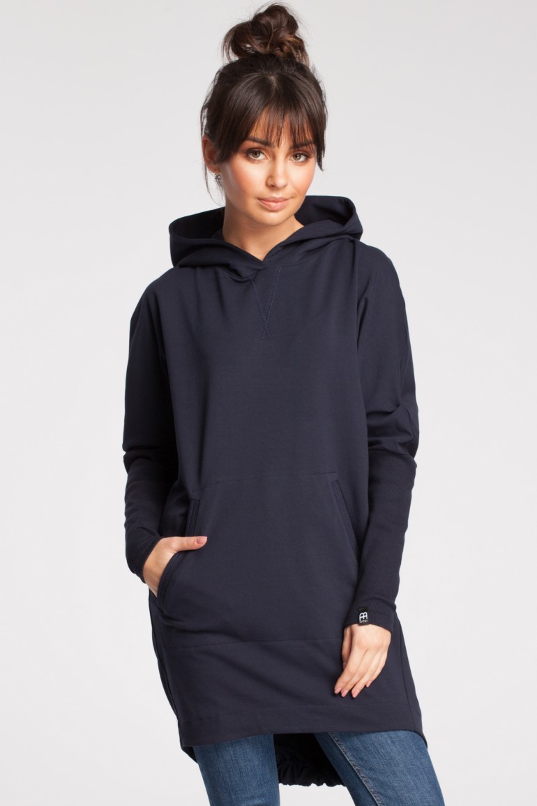 CM2873 Bawełniana tunika z kapturem - granatowa