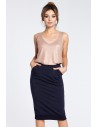 Ołówkowa spódniczka midi z rozcięciem - granatowa