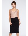 Ołówkowa spódniczka midi z rozcięciem - czarna