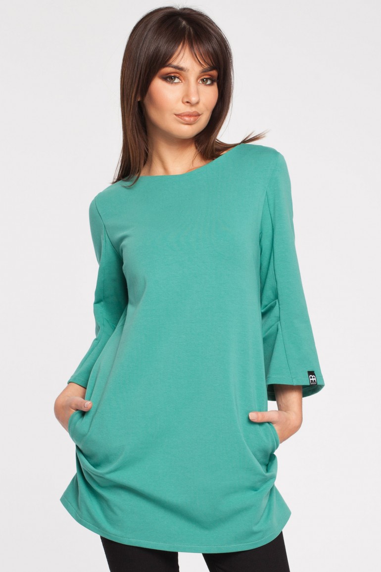 CM2867 Gładka elegancka tunika - zielona