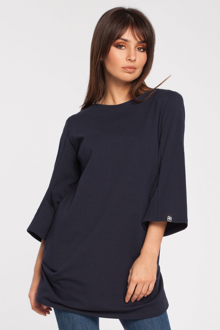 CM2867 Gładka elegancka tunika - granatowa