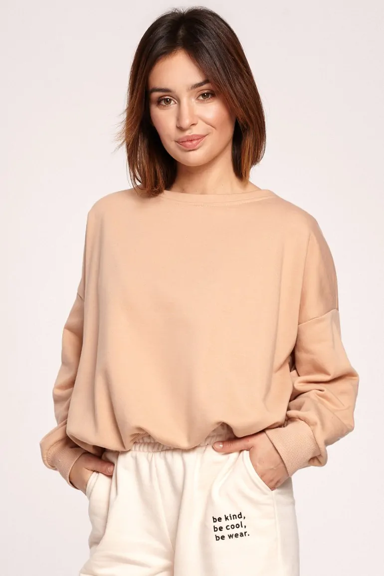 CM5845 Bluza z dekoltem na plecach - beżowa