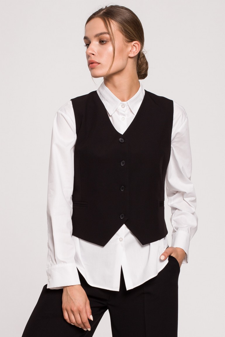 CM6294 Elegancka kamizelka damska - czarna