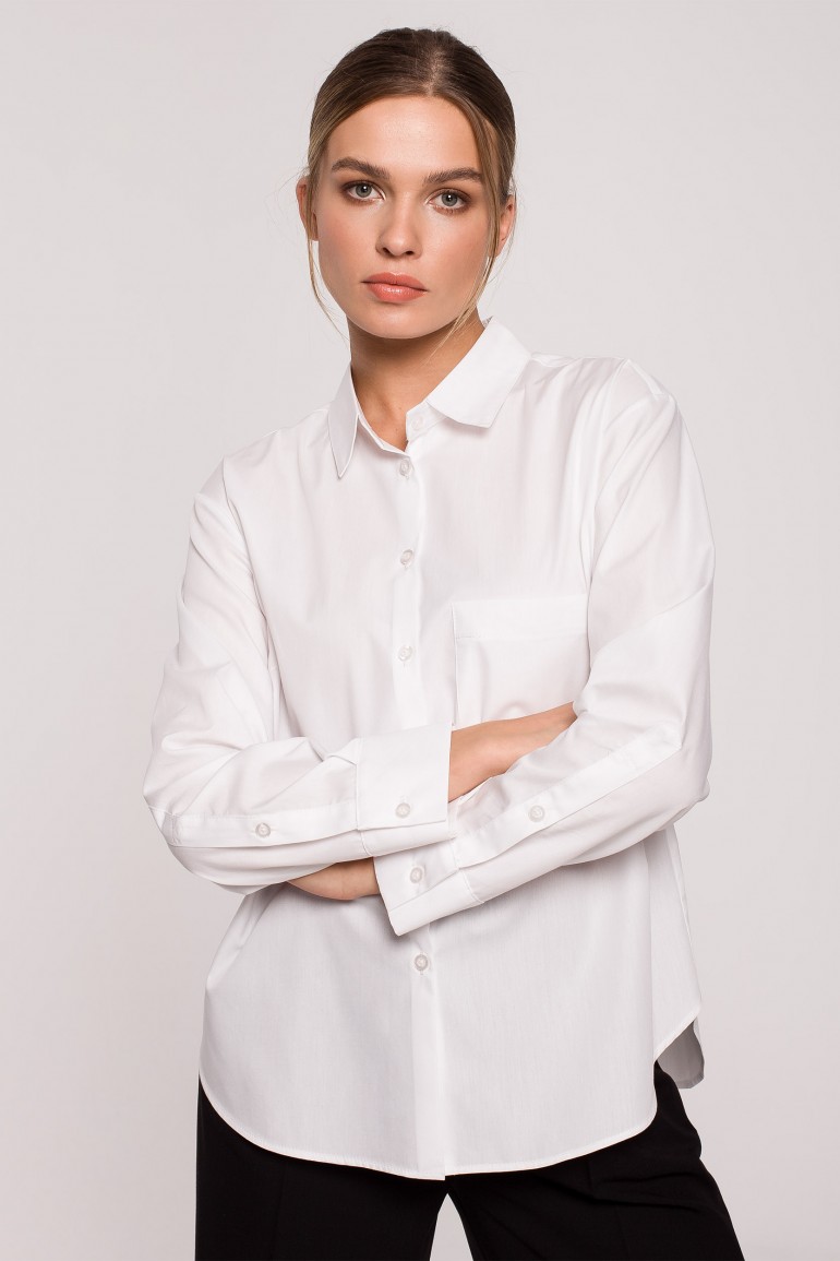 CM6288 Klasyczna koszula damska - biała