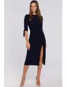 Sukienka z wiązaniami przy rękawach - granatowa
