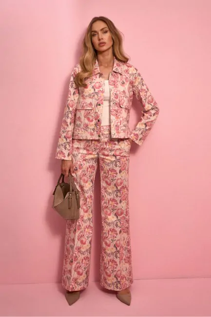 DM1673 Spodnie w kwiatowy...