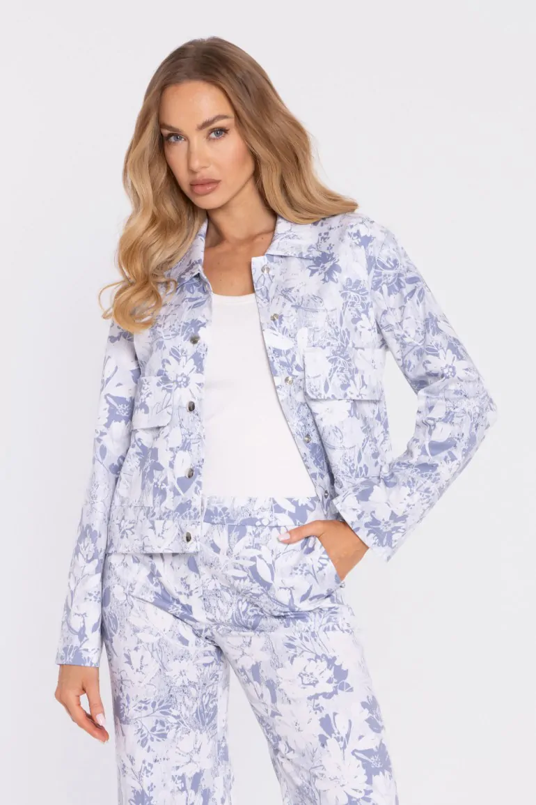 DM1672 Krótka kurtka w kwiatowy wzór - model 1