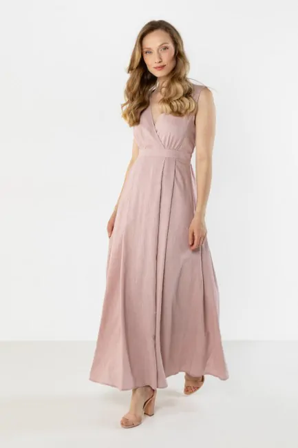 DM1580 Lniana sukienka maxi...