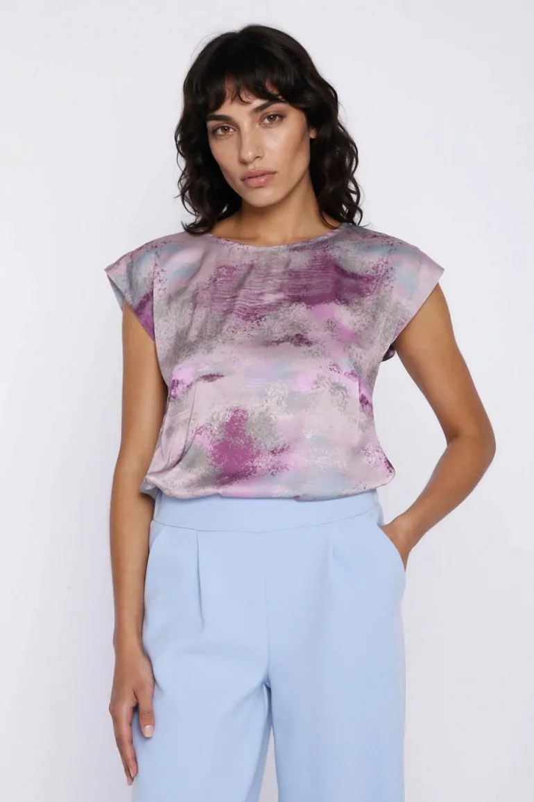 DM1590 Bluzka z krótkim rękawem i nadrukiem - wzór