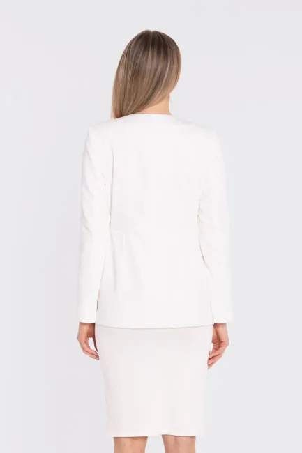 Elegancka marynarka z ozdobną kokardą - ecru